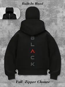 Men's Hoodie with Built-In Hood - Dual Zipper Closure, Front Opening, Loose Fit Streetwear Pullover for Urban Fashion & Casual Outfits - Machine Washable Sweatshirt, Knit, Essential Hoodie, Ribbed Cuffs Design, Lounge Wear, Quality Stitching, Young Adults