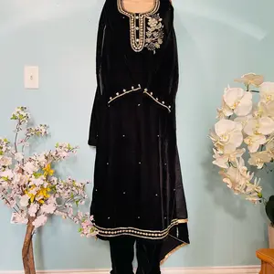 Boutique work soft velvet Readymade kurta set