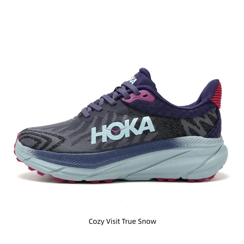 Dark Purple Camo Mesh Trail Running Shoes Light Blue Chunky Cushion Sole Pale Blue Graphic Fuchsia Accent Unisex Outdoor Sneakers