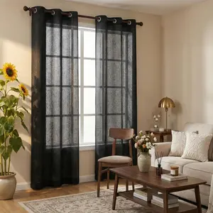 Summer Vibes, 34x84 Inch 4pcs Blocks 80% of light Curtains for Living Room Bedroom Linen Blocks 80% of light Curtains, Grommet Luxury Blocks 80% of light Curtains for Windows Apartment L18