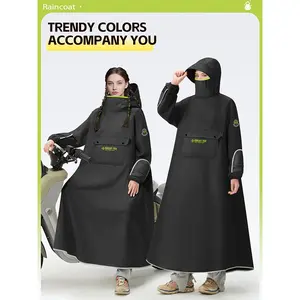 Long Hooded Raincoat Poncho, Unisex, for Cycling, Camping,, Multi-functional Rain Gear,Waterproof