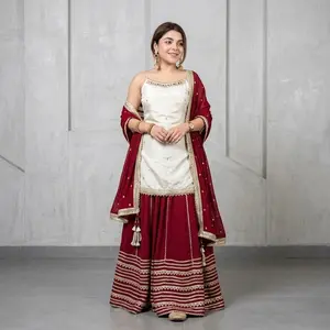 Real mirror & Embroidered Lehenga Kurti Set