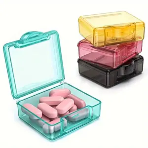 Portable Plastic Pill Box, 4 Counts Mini Transparent Plastic Storage Box, Convenient To Carry Pill Storage Box for Indoor & Outdoor, Healthcare, Supplement Organizer