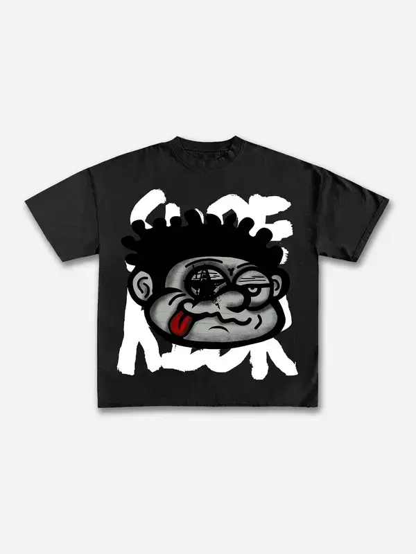 Men's Vintage Big Face Cotton Graphic T-Shirt funny Streetwear Crewneck christian shirt