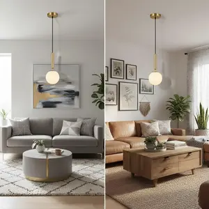 Modern Luxury Vertical Bar Milk Round Ball Pendant Light, Fits Flat Ceiling/sloped Ceiling, E27 Bulb Base, Uk/eu Universal