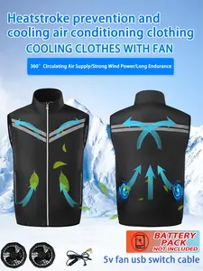 Men's Outdoor Casual Workwear Hooded Vest with Reflective Strips, 360° Circulating Fan Air Conditioning Jacket, Cooling Back Pack