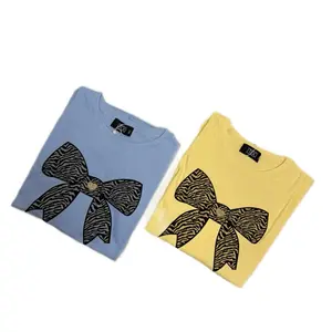 T-shirt Mia - Blue and Yellow Options with Unique Bow Design