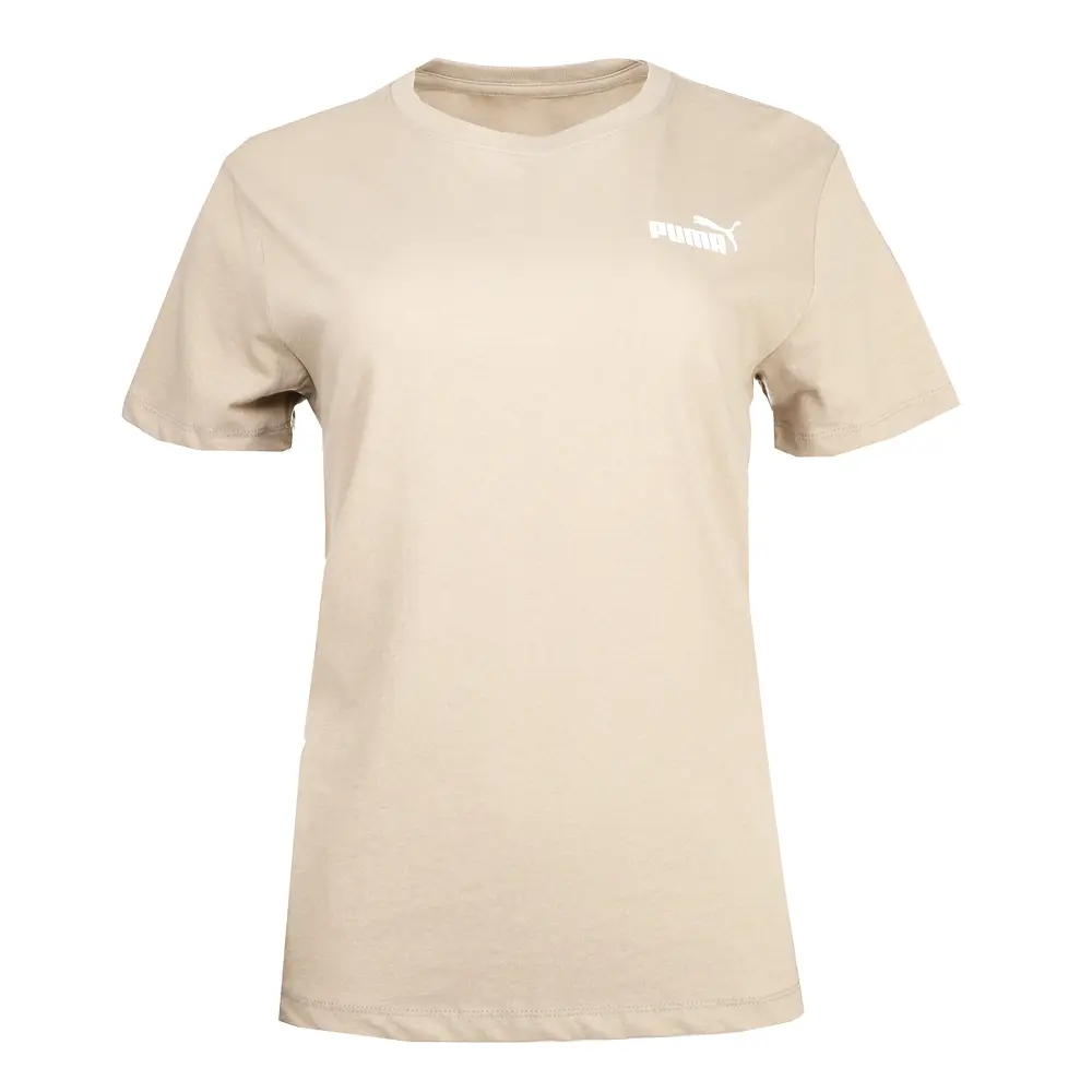 PUMA Womens Essentials Small Logo Crew Neck Short Sleeve Casual Tops Casual - Beige