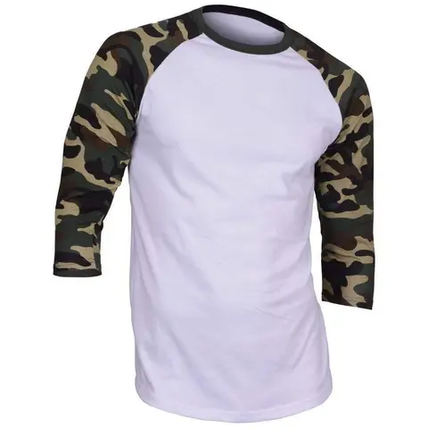 Dream USA Men's Cotton Casual 3/4 Sleeve Baseball Tshirt Raglan Menswear Classic Long Sleeves Top T-Shirt Soft Jersey Tee Sports for Men