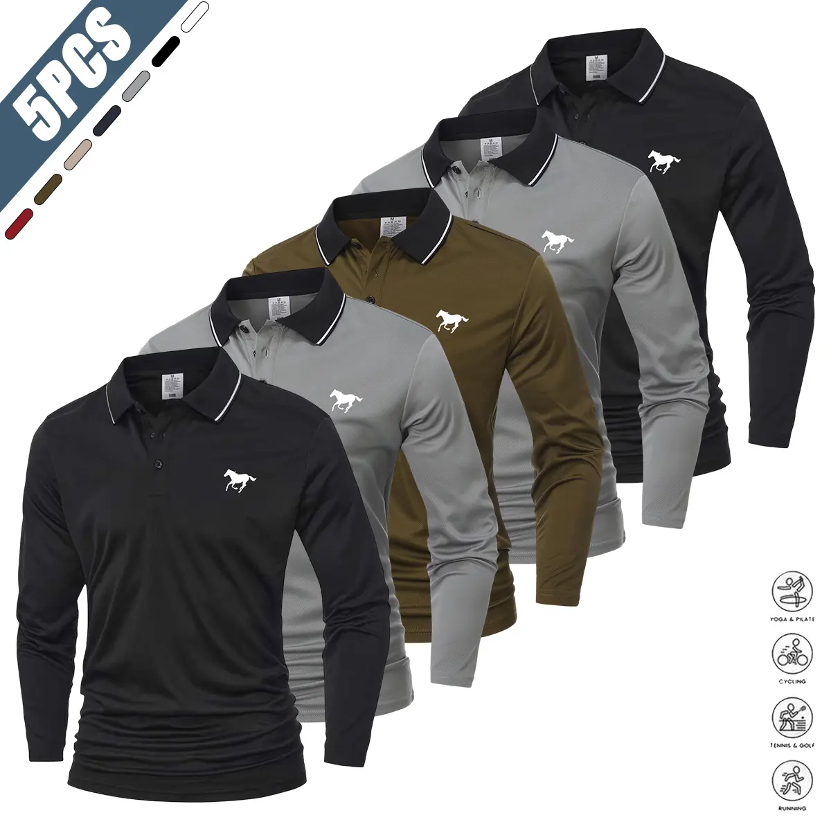 Black + Gray + Green + Gray + Black