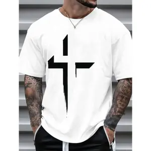 Men’s Modern Cross Graphic T-Shirt - Streetwear Casual Tee for Christian Faith & Daily Wear