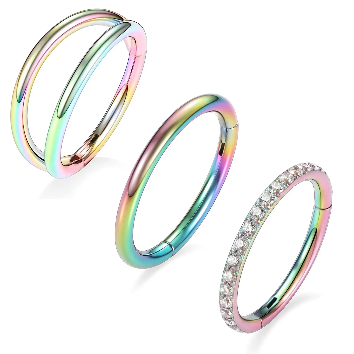 Style 2-Rainbow Double&Clear CZ