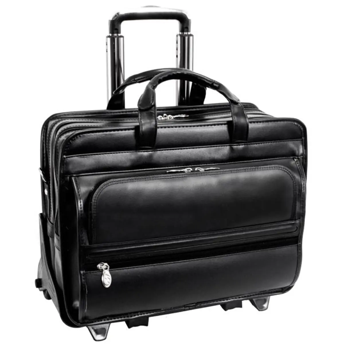 Mcklein 4T9996 15.6 in. Franklin Leather Patented Detachable Wheeled Laptop Briefcase