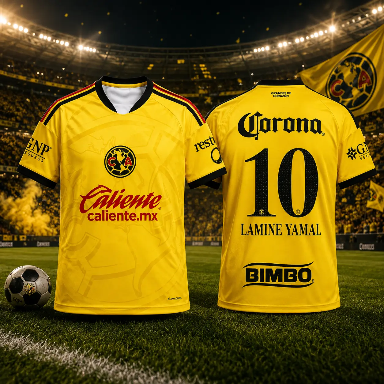 2026-27 Club America Yellow Home Soccer Jersey, Unisex Breathable Football Shirt, Quick Dry Match Day Fan Jersey, Lightweight Athletic Sports Top for Men & Women