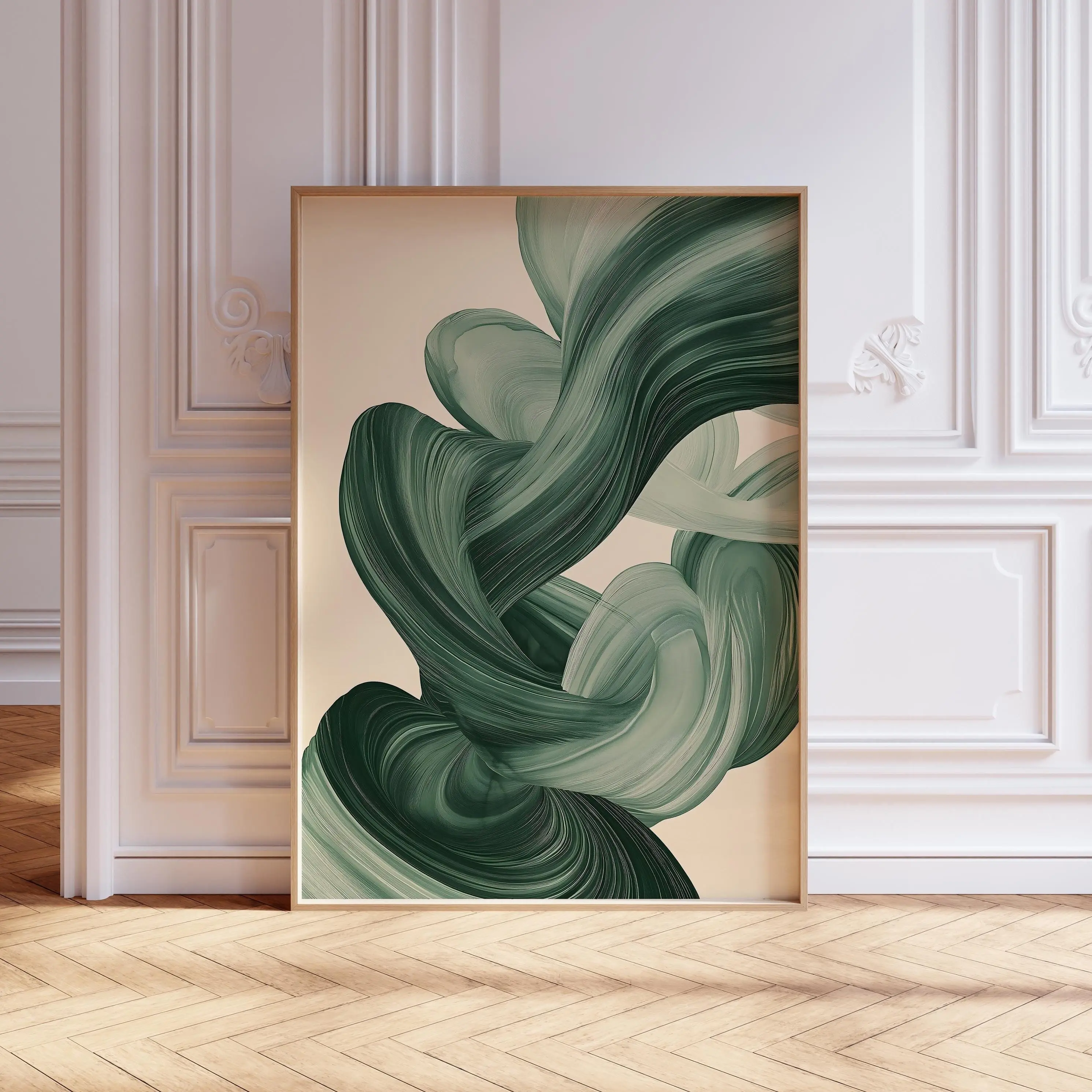 Sage Green Mid Century Modern Poster, Modern Abstract Art Print, Japandi Wall Art, Sagre Green Poster, Above Couch Art