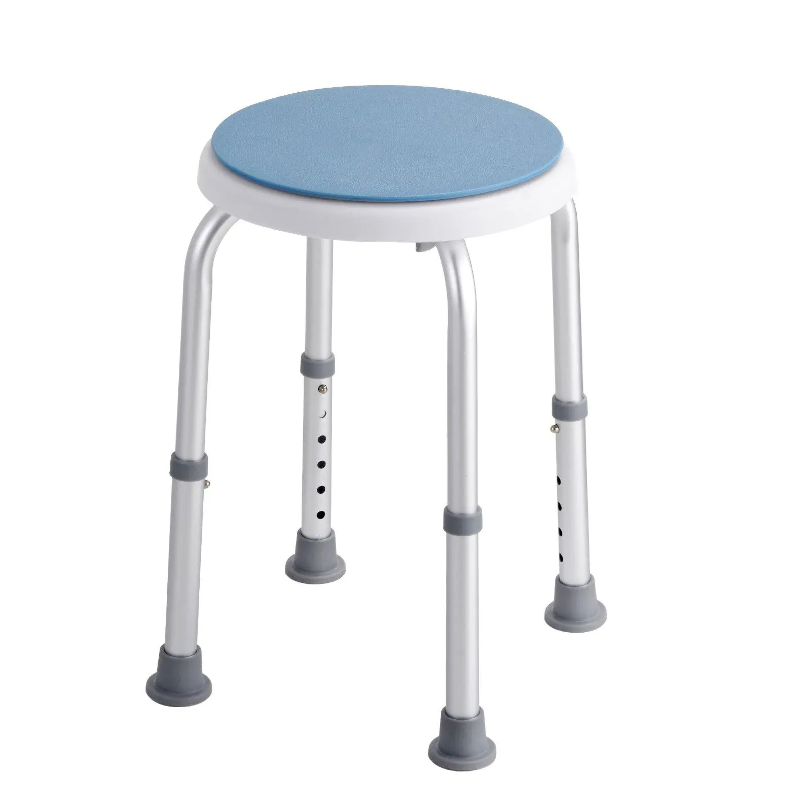 360-Degree Swivel Bathroom Shower Chair, 300LBS Heavy-Duty Rustproof Aluminum Alloy Bath Seat with 6-Gear Adjustable Height, Non-Slip Textured Bench for Elderly