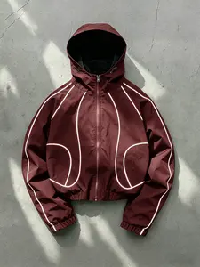 Men's Simple Windproof Hooded Jacket, Reflective Stripes, Anti-Wrinkle, Durable, Long Sleeve, Casual, All Seasons, Comfortable Fit