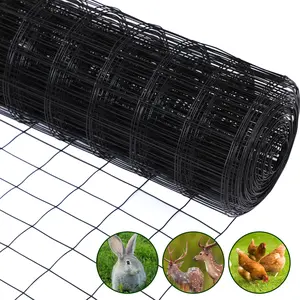 Black PVC Coated Welded Wire Fence 2 Inch x 3 Inch 16 Gauge Chicken Wire Mesh Roll Metal Garden Border Fencing for Yard Vegetable Plant Protection Poultry Netting Dog Rabbit