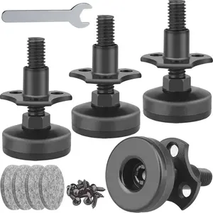 Adjustable Leveling Feet Furniture Levelers Table Feet Heavy Duty Leg Levelers for Cabinets Sofa Tables Chairs,Support 1320LBs, T-Nut Kit 3/8"-16 Thread, Large Base- 4 Pack, Black