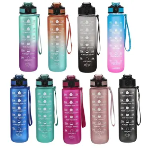 Inspirational Water Bottle with Straw & Time Markers, BPA-Free Leak-Proof Design, 32oz Capacity, Perfect for Daily Hydration