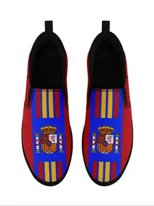 Men's Spain Pride Slip-on Sneakers, Lightweight Breathable & Ultra-comfortable Non-slip Streetwear Shoes, Stylish Custom Printed Casual Shoes for Festivals, Boy