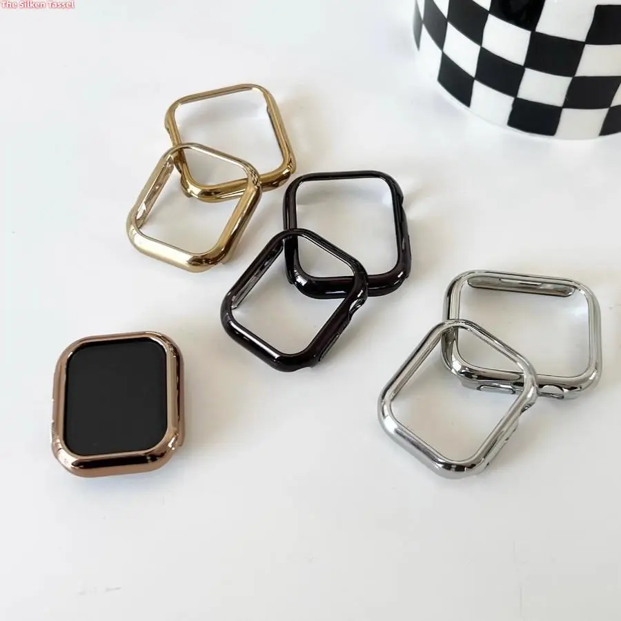 2/4PCS Electroplated Hard PC Bumper Case, Shockproof Half Wrap Protective Cover for Apple Watch, Slim Anti-Scratch Shell (No Watch) Smartwatch Accessories Protection tiktokshopbacktoschool