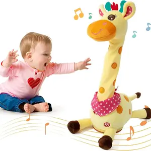 Interactive Dancing Talking Giraffe Electronic Plush Toy - Record & Play Mimicking, Musical LED Lights, Safe Plush Fabric, Baby Kids Item, Ideal Children's Day Gift for Kids