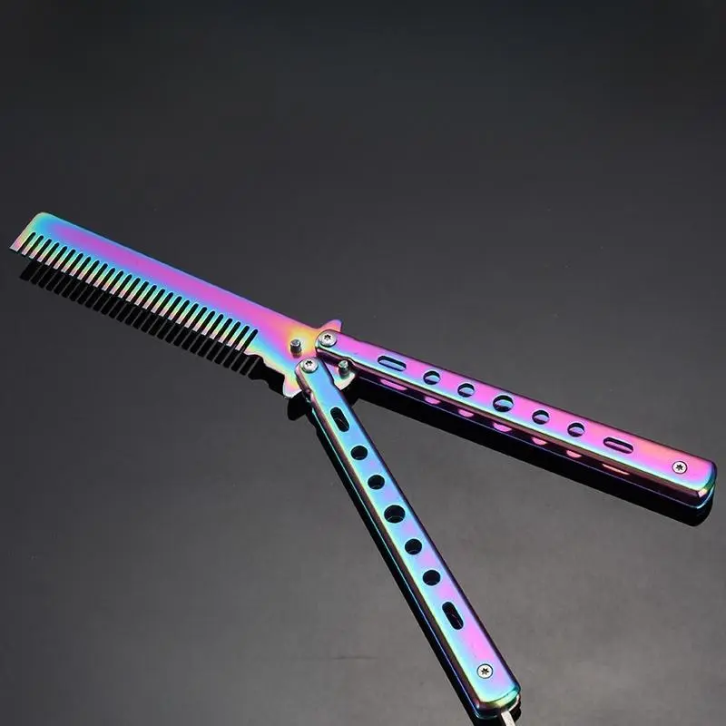 Stainless Steel Folding Comb, Butterfly Comb Trimmer for Beginners, No Heat Styling Tool, Hair Styling Tools, Fashion Men's Hair Accessories, Hair Styling Combs, Hair Accessories, Hair Products
