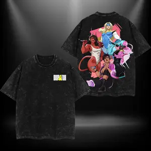Dispatch V2 Super Hero Game Double Printed Oversize Lightweight Acid Washed Tee TV Show Graphic Top Cotton Gift T-Shirt For Comic Lover, Gift T-Shirt For Movie Lover