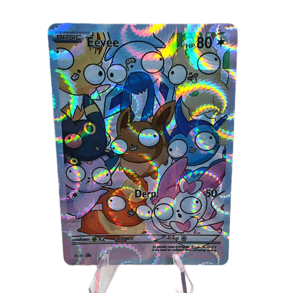 Derpy Eeveelution Ditto Squad Handmade Custom Full Art Card - Multiple Holo Options- $5 Standard or $9 Premium Velvet Textured Option (SEE IMAGES)