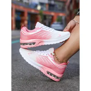 Women's Colorful Flyknit Low-Top with Air Cushion, Lightweight Comfortable Breathable Design for Casual Outdoor Sports, Colorblock SneakersGift
