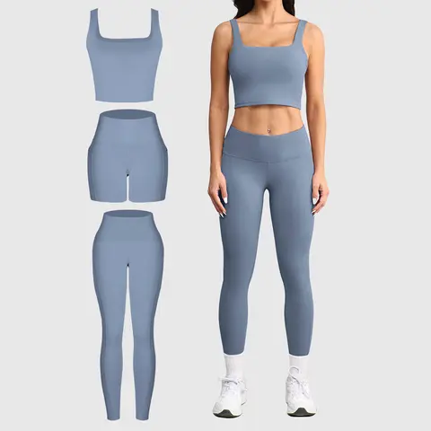 CHRLEISURE Women's Suit Workout Set Yoga Outfit Activewear for Daily Wear with Long Sleeve Top & High-Waisted Leggings