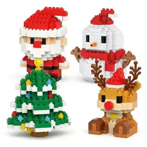 Mini Christmas Building Block Set, featuring cute Santa, snowman, reindeer, and sleigh blocks. Compatible with major brands. 12 Christmas blocks in different shapes. Educational toy, Christmas party favors, and holiday decorations