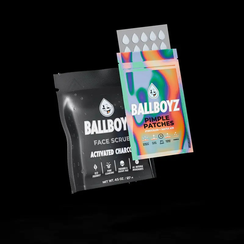 Ballboyz & Ballgirlz Clean Skin Combo Pack - Coconut Charcoal Cleanser, Shea Face Scrub Soap, Athletic Defense Soap+Pads - Aloe+Honey Care, Detoxifying Post-Sport Deep Clean, Daily Sweat/Oil/Dirt Remover for Balanced Fresh Skin (Apply Patch First)
