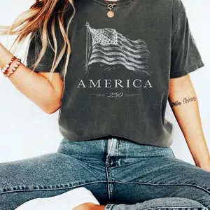 America 250 Shirt, Vintage American Flag Graphic Tee, Patriotic USA Shirt, 250th Anniversary America Shirt, Fourth of July Independence Day 1