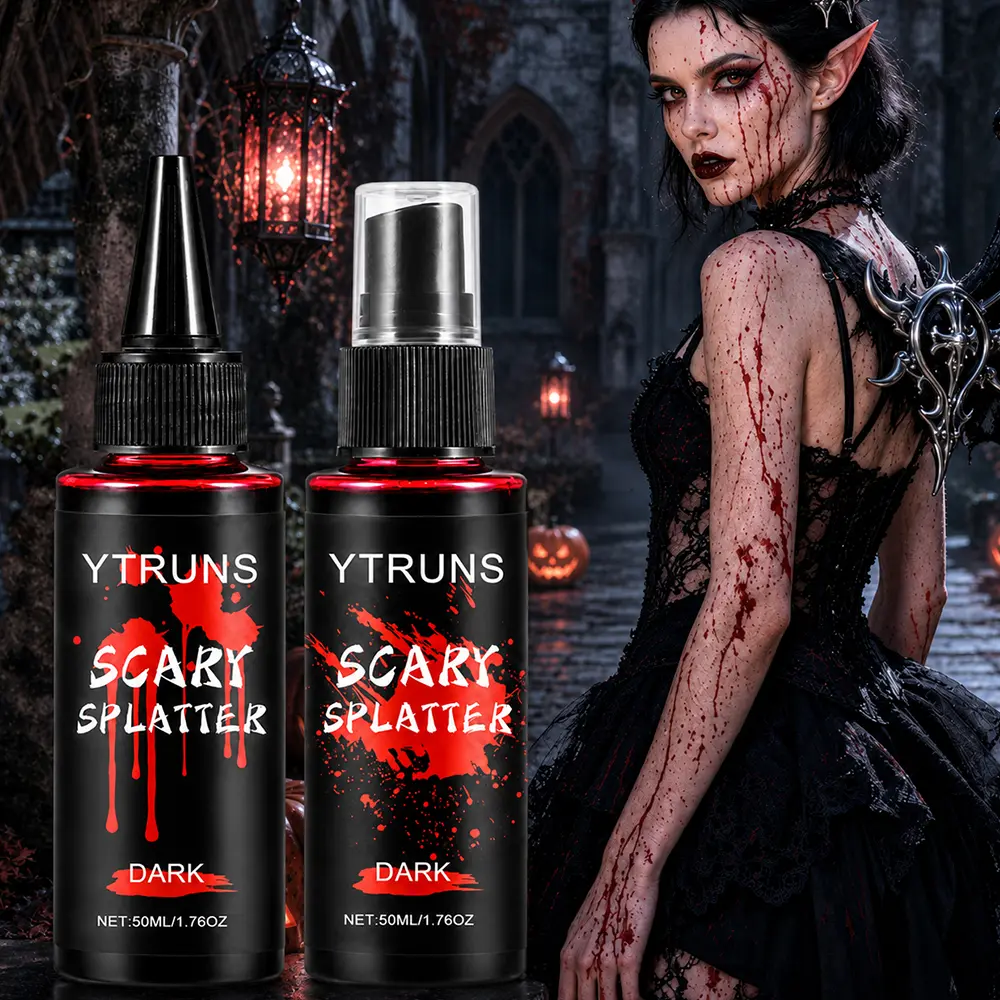 Halloween Fake Blood Spray & Precision Tip Bottle, Realistic Washable Fake Blood for Special Effects Makeup, Zombie, Vampire, Cosplay, Haunted House & Costume Party