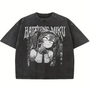 Hatsune Miku Heavy Metal Design T-Shirt, Unisex Couple T-shirts Anime Music Idol Shirt, Japanese Pop Culture Top, Kawaii Streetwear Unisex Tee, Gift for Miku Fans S 4XL 5XL Kove Clothing Tshirt Menswear Tropical Casual