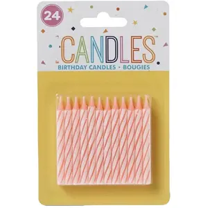 Stripes Party Candles, 2.5", Pink