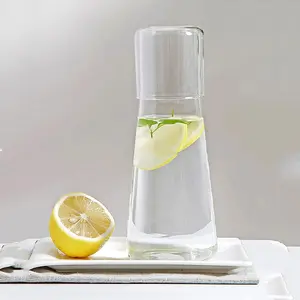 30 Oz/850 Ml Transparent Bedside Water Bottle Set with Glass Cup, High Borosilicate Glass Cold & Hot Water Kettle, Jug, Pitcher, Bedroom & Bathroom Use
