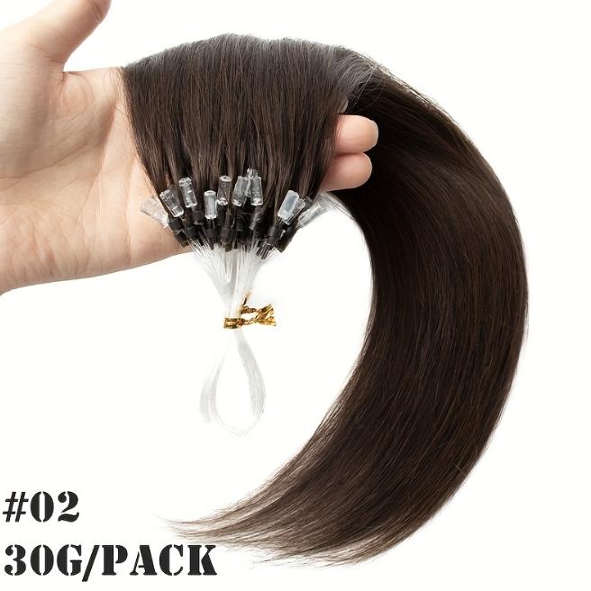 50 Strands Micro Ring Micro Loop Human Hair Extensions 30g, Natural Straight 12-28 Inch, Fish Line Design, No Glue Easy Install, Thin Ends Silky Smooth, No Tangle No Shedding, Invisible Natural Look for Women Daily & Party Use