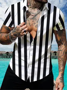 Men'S Casual Short Sleeve Shirt | Loose Fit, Summer, Printed, Striped, Slight Stretch Fabric, Perfect for Weekend Casual