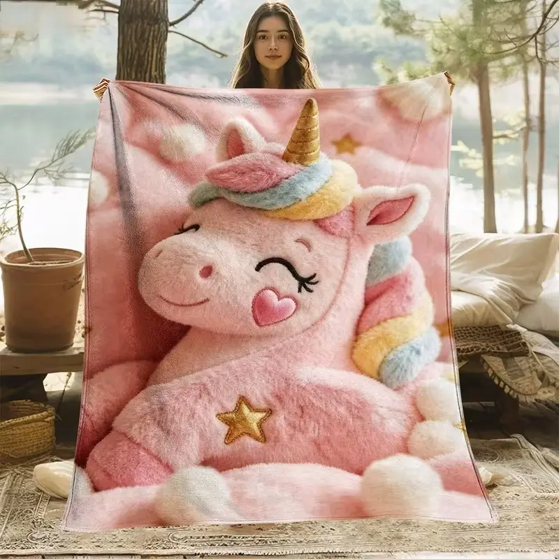 1pc Parzand Unicorn Plush Blanket - Ultra Soft Lightweight Unicorn Throw Suitable for Camping Travel, Cozy Warm Bedspread for &, Machine Washable All- Sofa Bed Office Gift for, Christmas, Bedside Decor