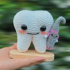 Handmade Crochet Customized Tooth Plush with Drill – Dentist Gift, Graduation gift, Mother's day gift, Dental Student Decor, Tooth Fairy Keepsake