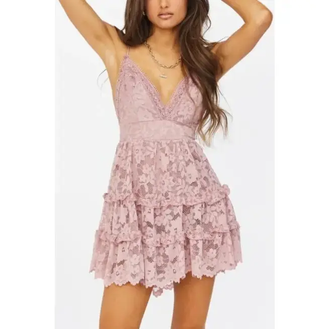 Lace Cami Tiered Mini Dress