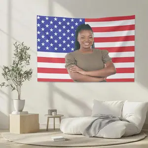 Tapestry  BARLEY ONE Custom American Flag with Photo Personalized Tapestry Poster 3x5FT for Clubs Concerts Bars Dorms Living Rooms Bedrooms Durable Patriotic Design