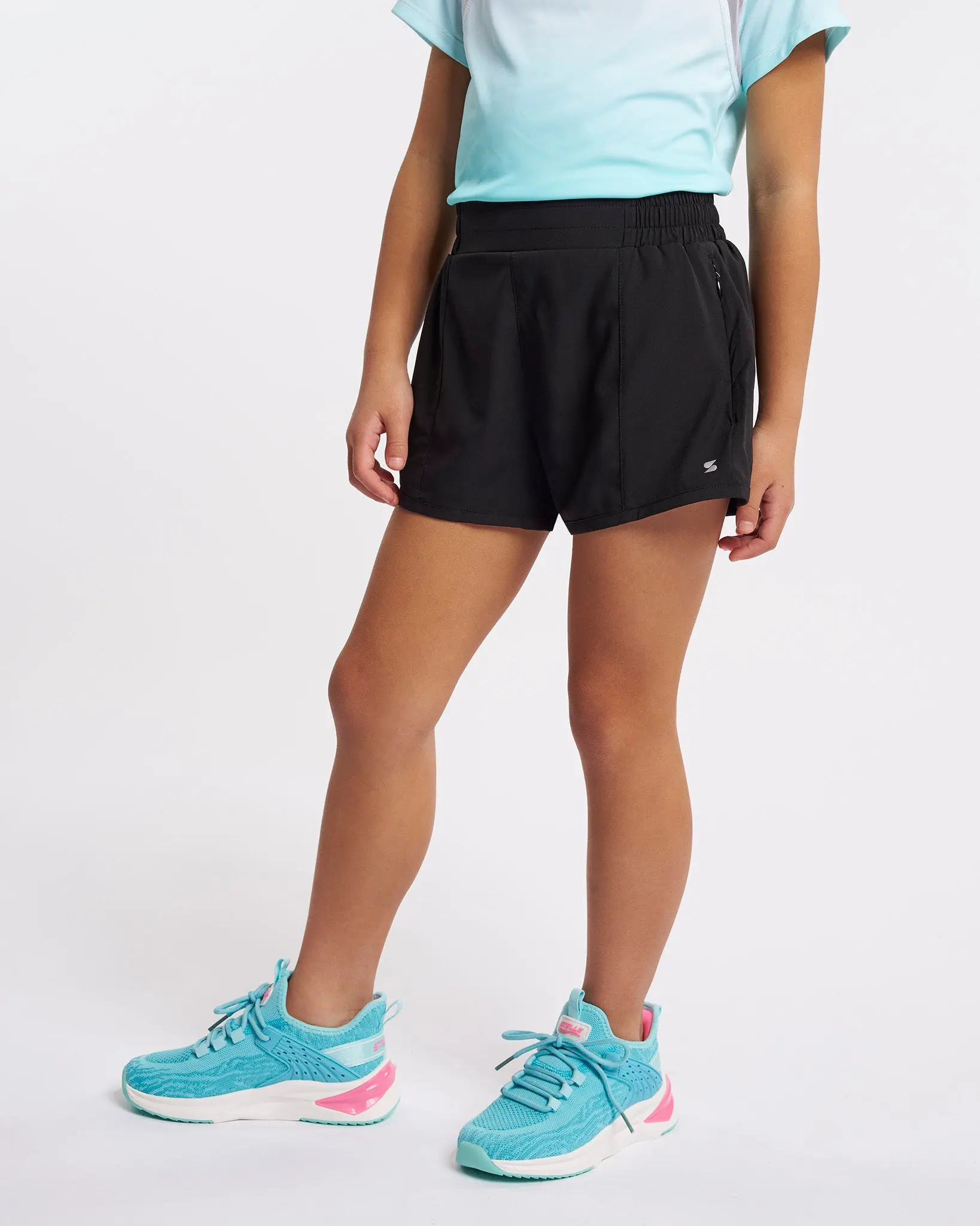 Girls' Soft Stretchy Spandex Athletic Shorts, Breathable High Waist Pull-On Design with Built-in Liner for a Snug Fit, Stretchy Material, Waistband, Wide Elastic
