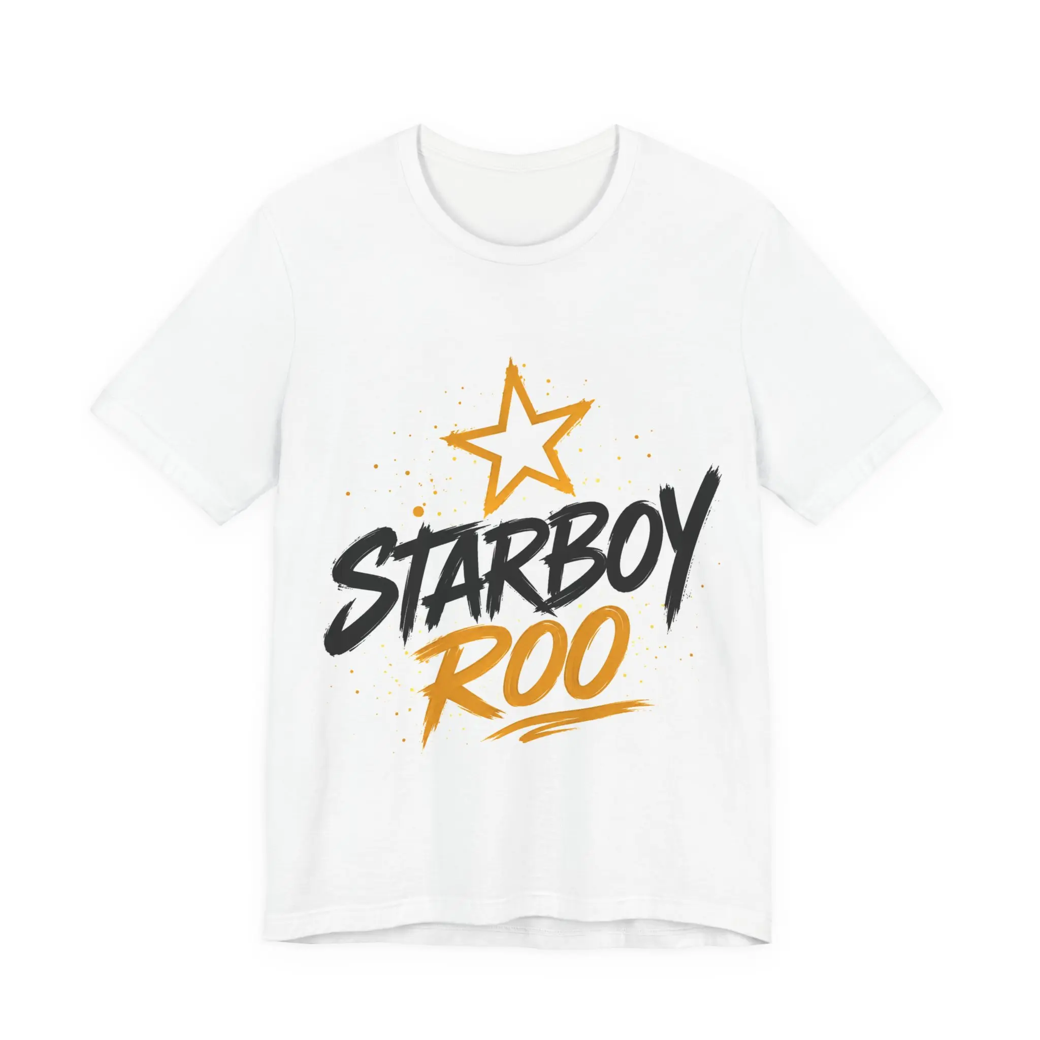Men's Starboy Roo Graphic T-Shirt - Casual Streetwear Short-Sleeve Top with Star Icon, Bold Brush Script Prints