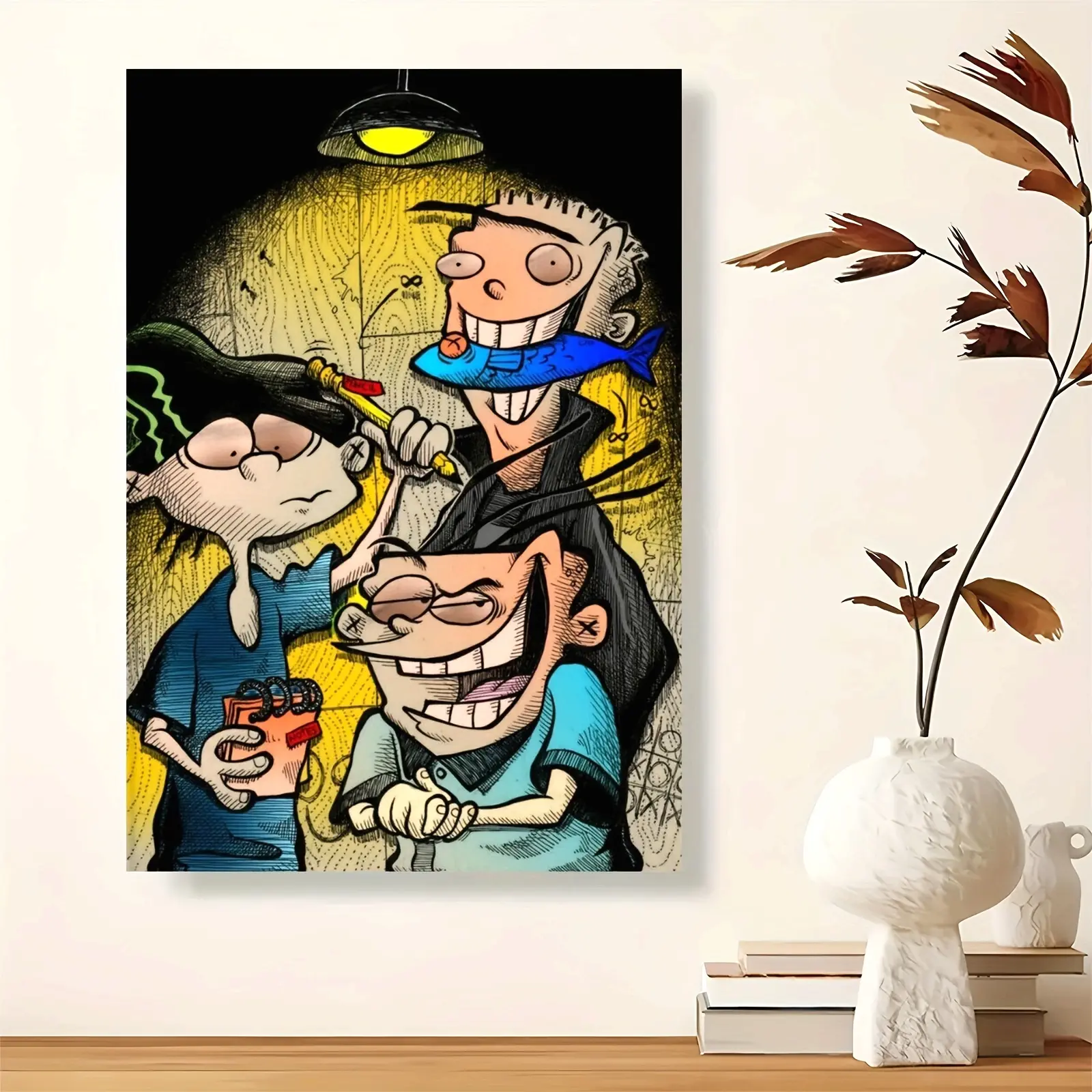 Frameless Cartoon Character Canvas Wall Art Print - Home Decor Poster, Vibrant Colors, Playful Scene, Artistic Supply, Ideal Gift for Fans, Decoration for Kid Room, Balcony, Garage, Wardrobe