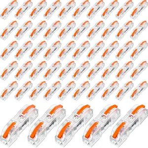 Zhengmy 50 Pcs Lever Wire Connector Compact Wire Connectors Single Wire Connectors Assortment Splicing Connectors for 28-12 AWG(Clear, Orange)