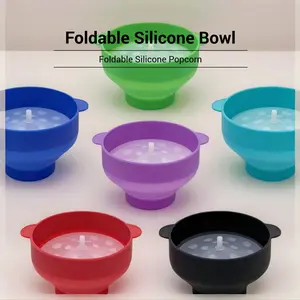 1pc Foldable Silicone Popcorn Bowl with Handle, 3L Capacity High Temperature Resistant Microwave Safe Dishwasher Friendly Easy to Clean